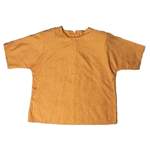 Vintage 90s Women Sm Shirt Med Shorts Coordinates Mango Yellow Polka Dot Summer - Picture 1 of 12